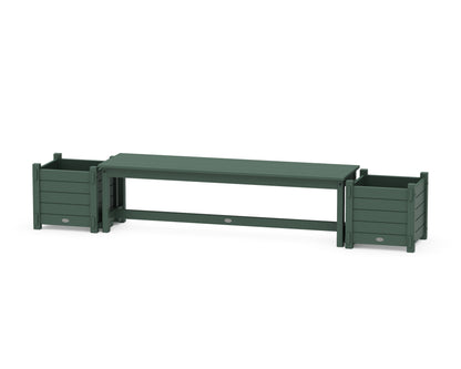 POLYWOOD® 60" Nautical Straight Planter Bench Set in Green