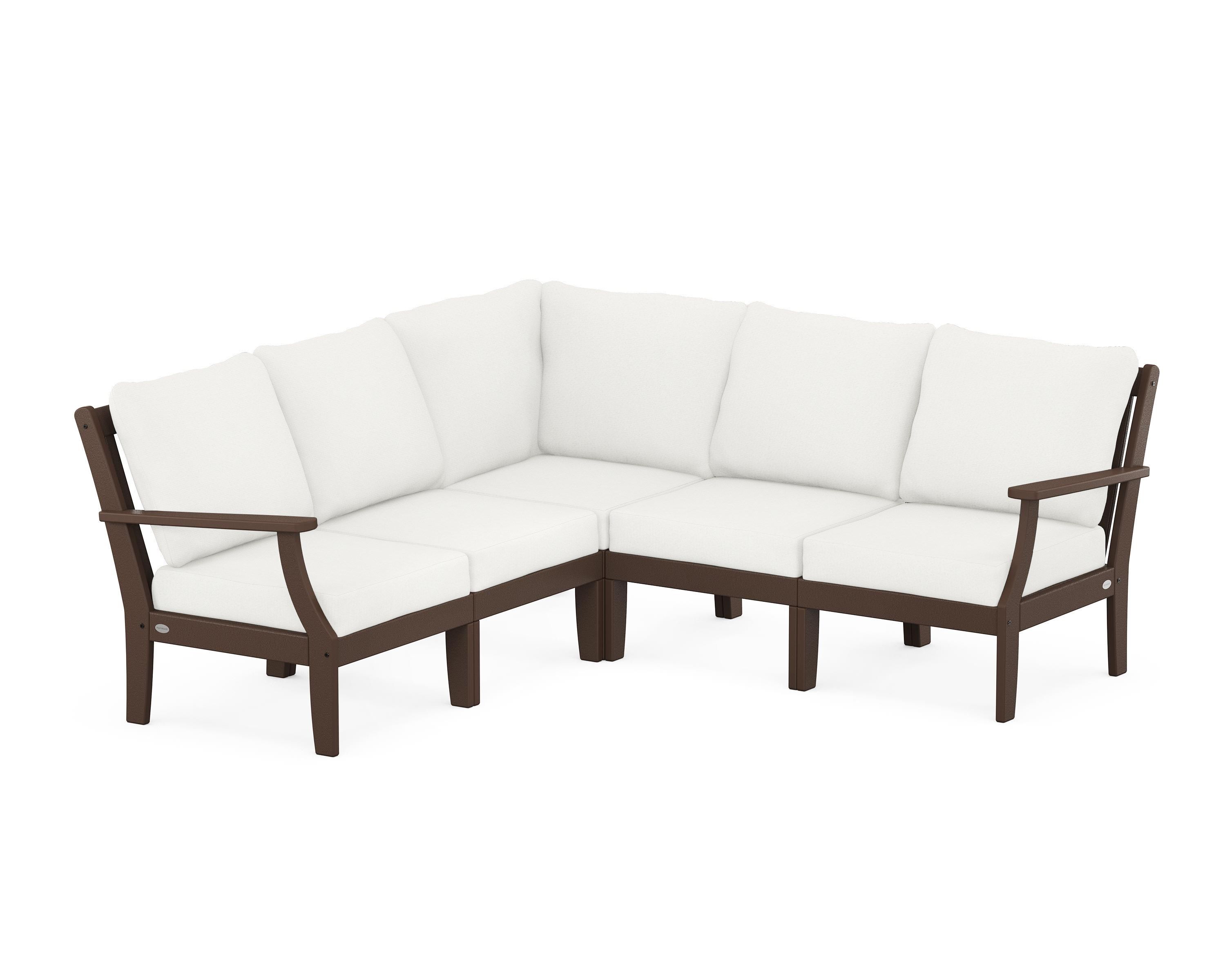 POLYWOOD® Braxton Modular 5-Piece Deep Seating Set in Mahogany / Natural Linen
