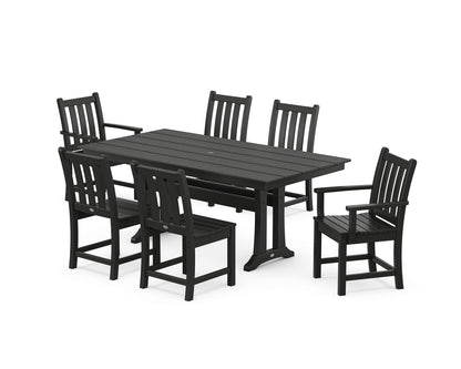 POLYWOOD® Traditional Garden 7-Piece Farmhouse Dining Set With Trestle Legs in Black