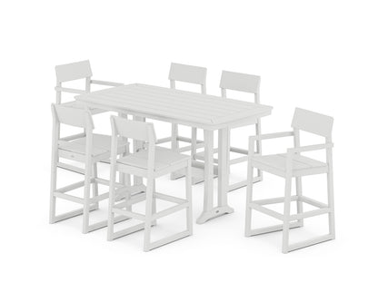 POLYWOOD® EDGE 7-Piece Bar Set with Trestle Legs in White