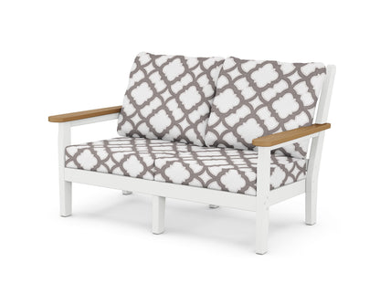 POLYWOOD® Chippendale Deep Seating Loveseat in White / Natural / Trellis Grey Mist