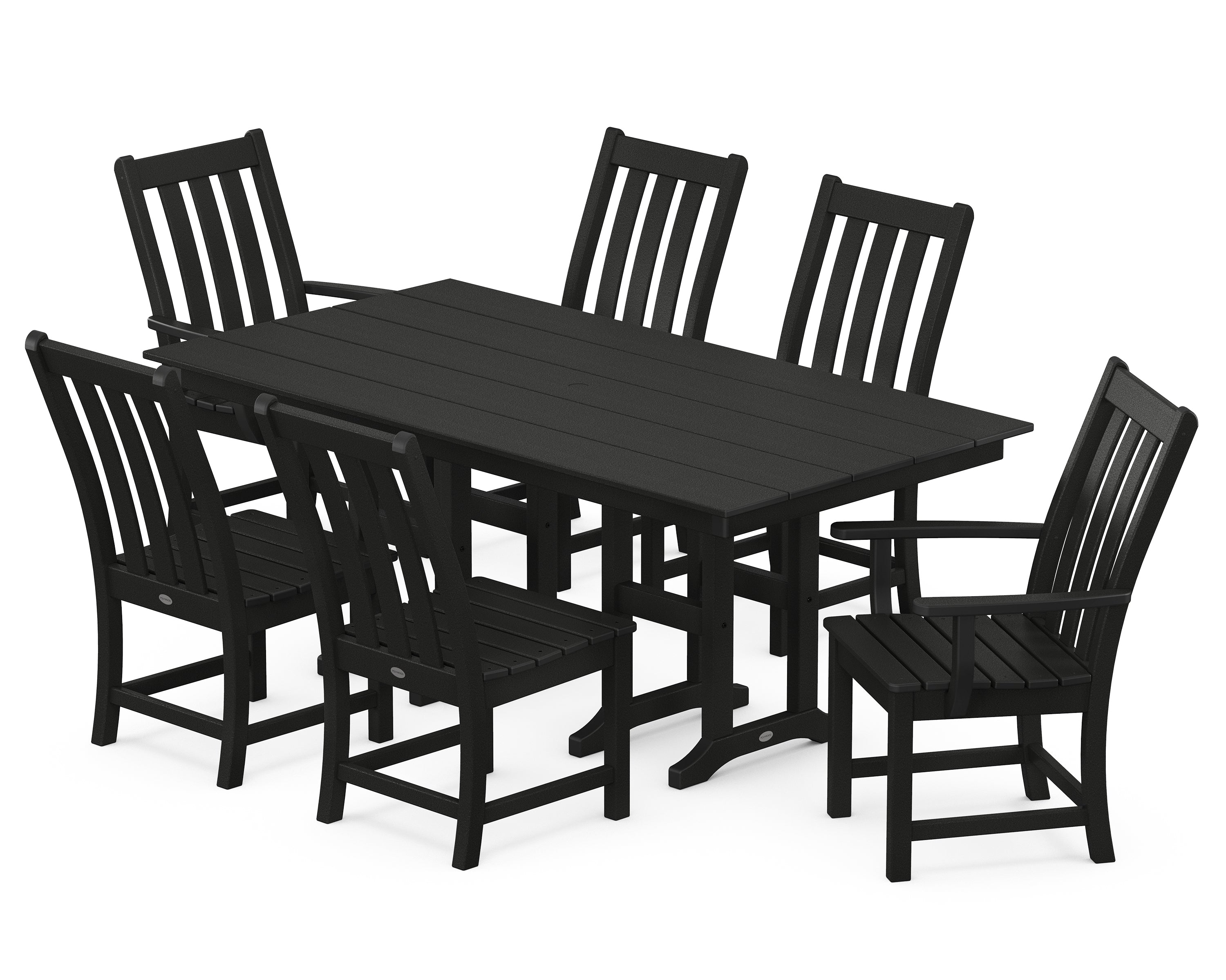 POLYWOOD® Vineyard 7-Piece Farmhouse Dining Set in Black