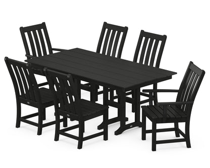 POLYWOOD® Vineyard 7-Piece Farmhouse Dining Set in Black