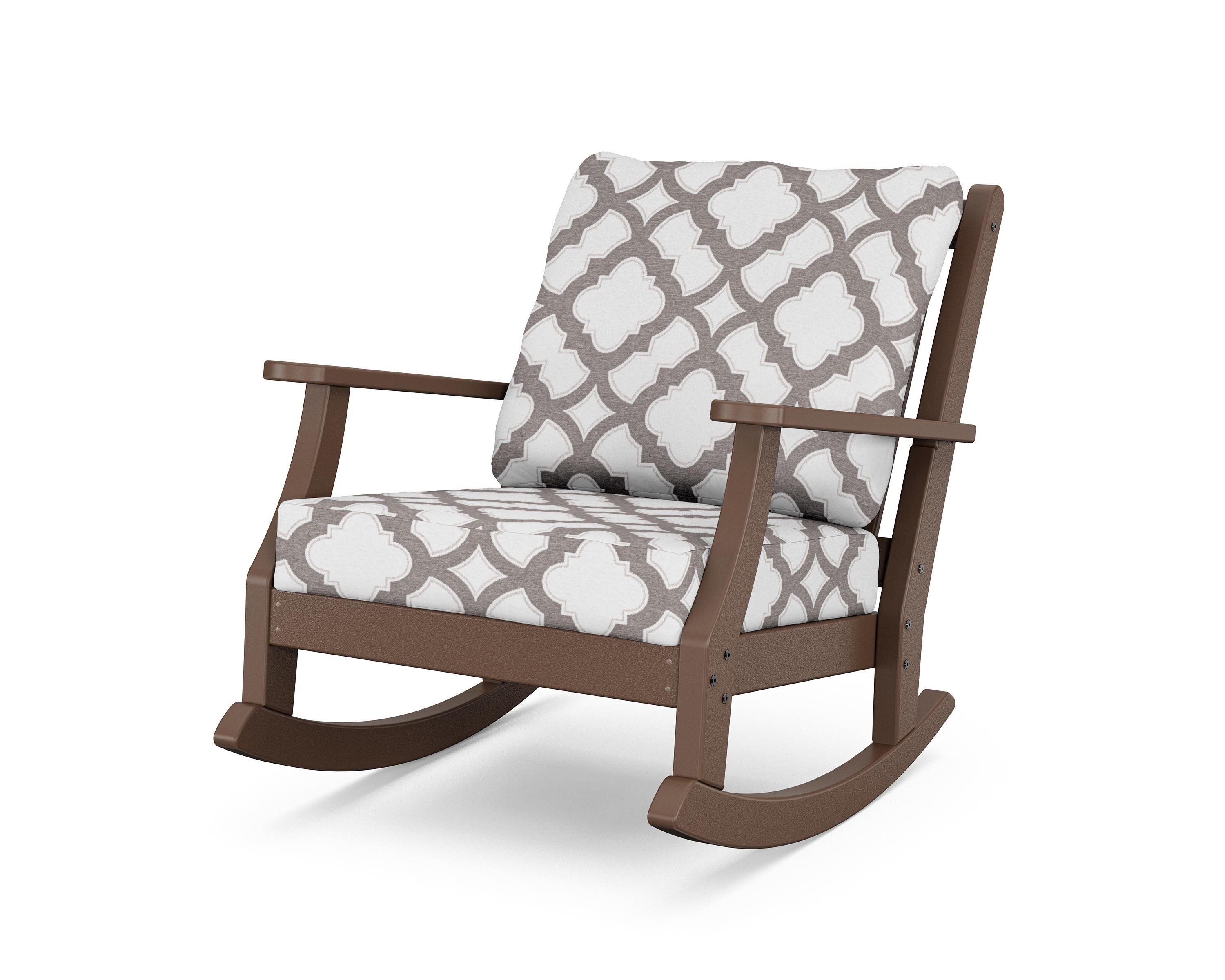 Country Living Wovendale Deep Seating Rocking Chair in Mahogany / Trellis Grey Mist