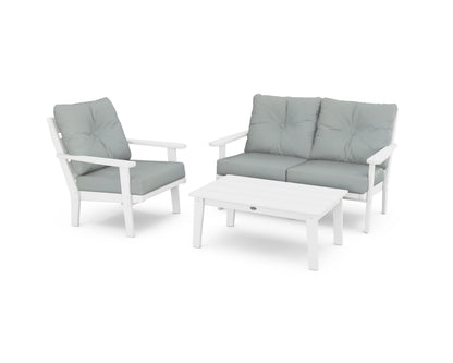 POLYWOOD® Lakeside 3-Piece Deep Seating Set in White / Spa