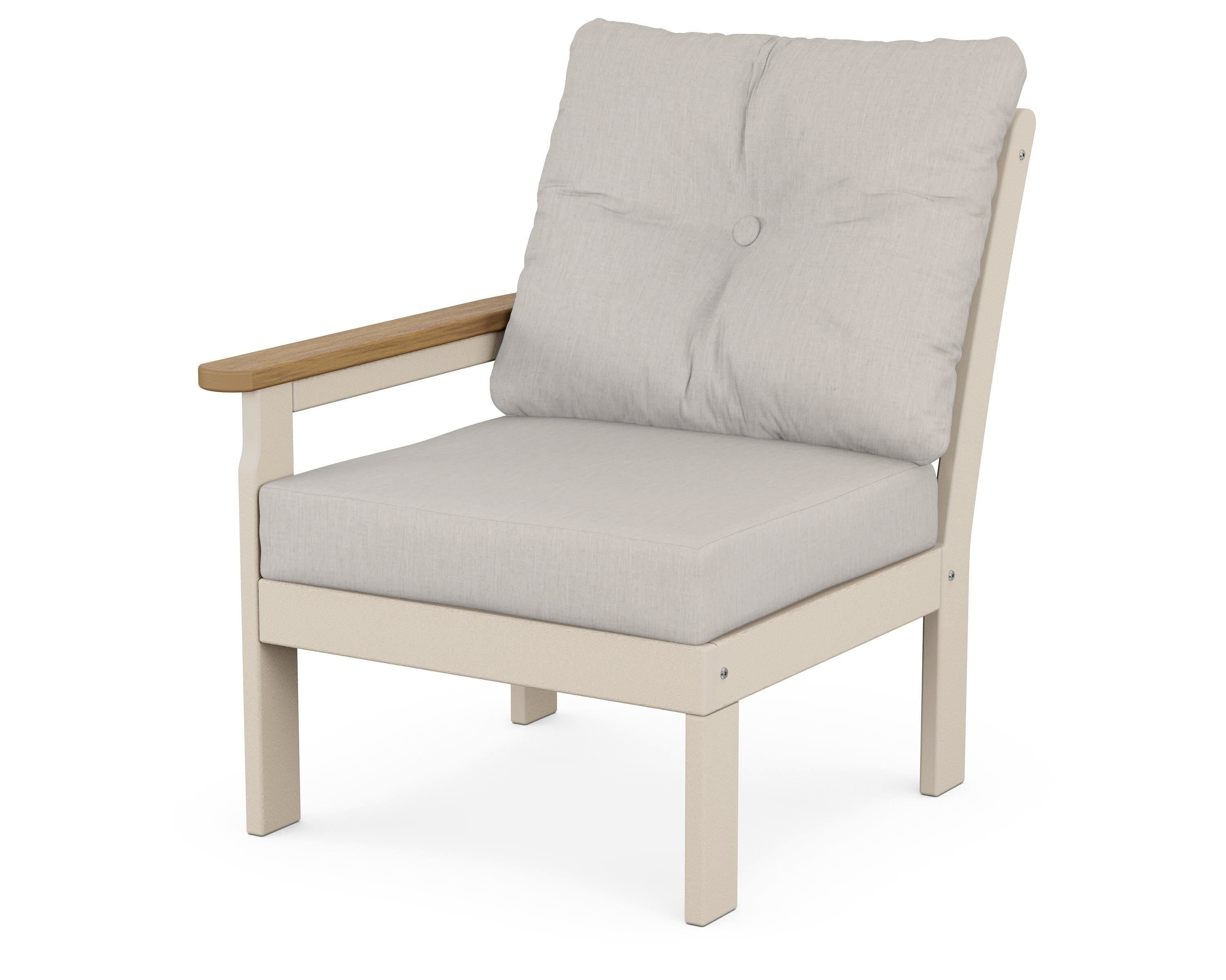 POLYWOOD® Vineyard Modular Left Arm Chair in Sand / Natural / Cast Ash