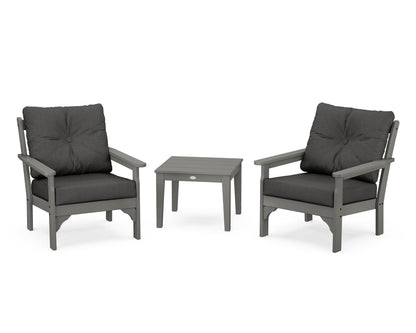 POLYWOOD® Vineyard 3-Piece Deep Seating Set in Slate Grey / Spectrum Carbon