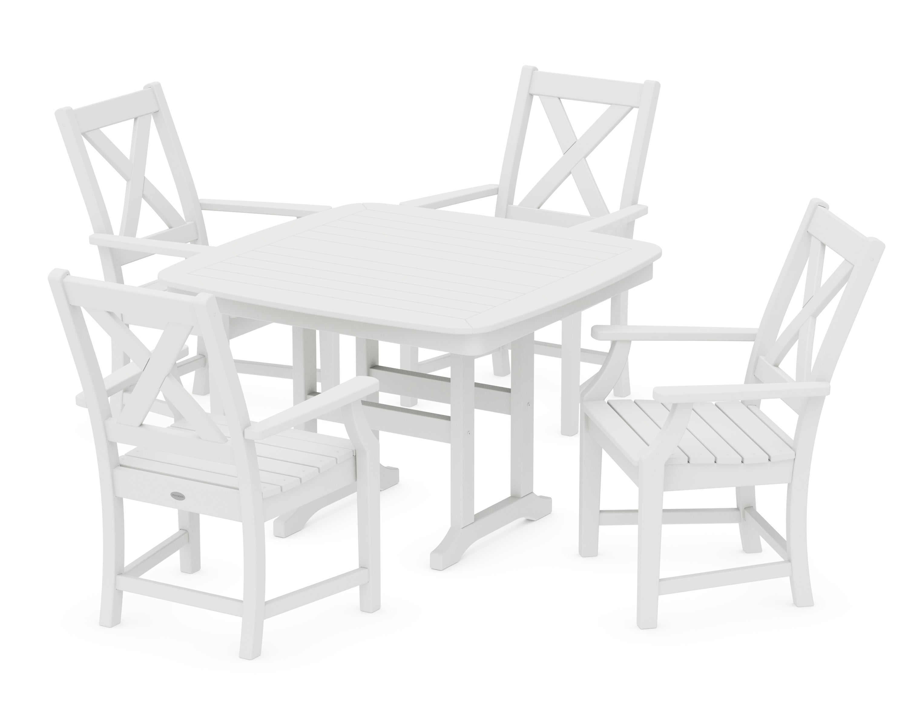 POLYWOOD® Braxton 5-Piece Dining Set with Trestle Legs in White
