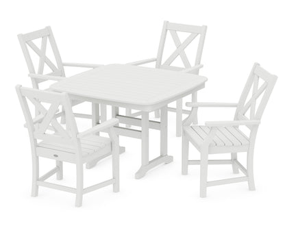 POLYWOOD® Braxton 5-Piece Dining Set with Trestle Legs in White