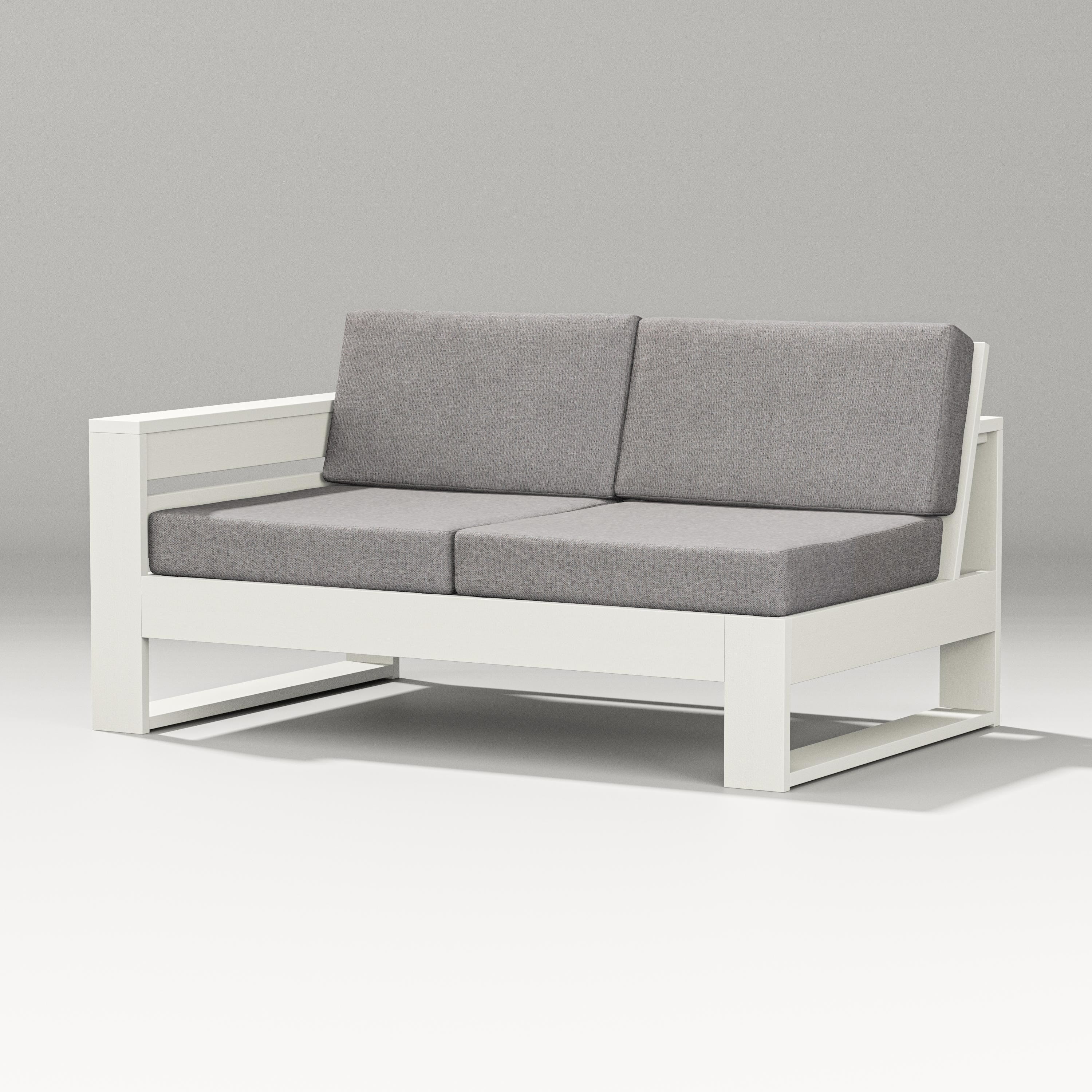 PW Designer Series Latitude Modular Left Arm Loveseat in Vintage White / Grey Mist