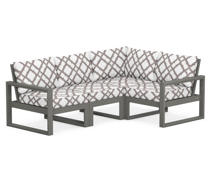 POLYWOOD® EDGE 4-Piece Modular Deep Seating Set in Slate Grey / Trellis Grey Mist