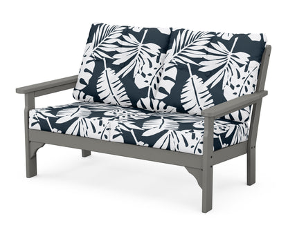 POLYWOOD® Vineyard Deep Seating Loveseat in Slate Grey / Leaf Marine Indigo
