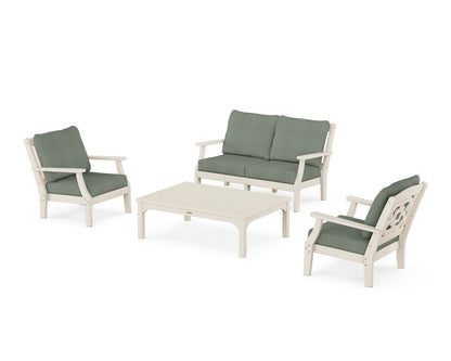 Martha Stewart by POLYWOOD® Chinoiserie 4-Piece Deep Seating Set with Loveseat in Sand / Cast Sage