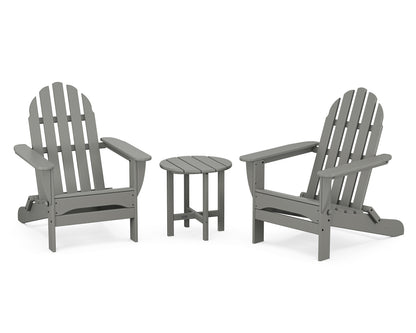 POLYWOOD® Classic Folding Adirondack 3-Piece Set in Slate Grey