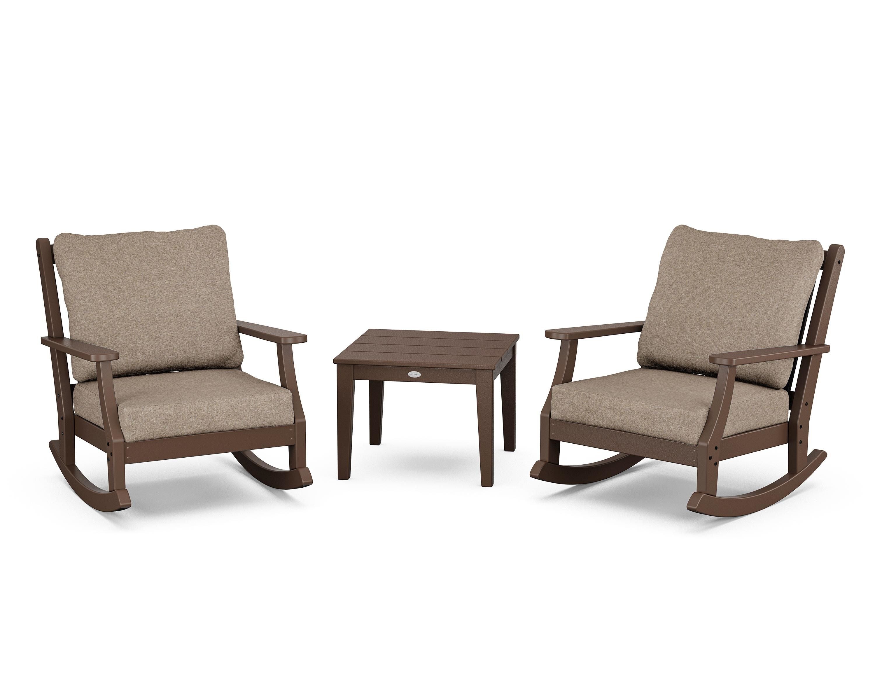Country Living Wovendale 3-Piece Deep Seating Rocker Set in Mahogany / Spiced Burlap