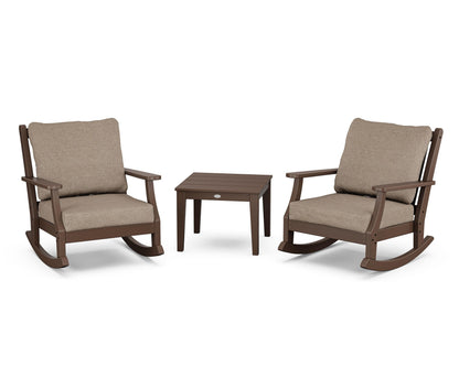 Country Living Wovendale 3-Piece Deep Seating Rocker Set in Mahogany / Spiced Burlap