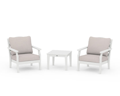 Draper James™ by  POLYWOOD® Savannah 3-Piece Deep Seating Set in White / Dune Burlap