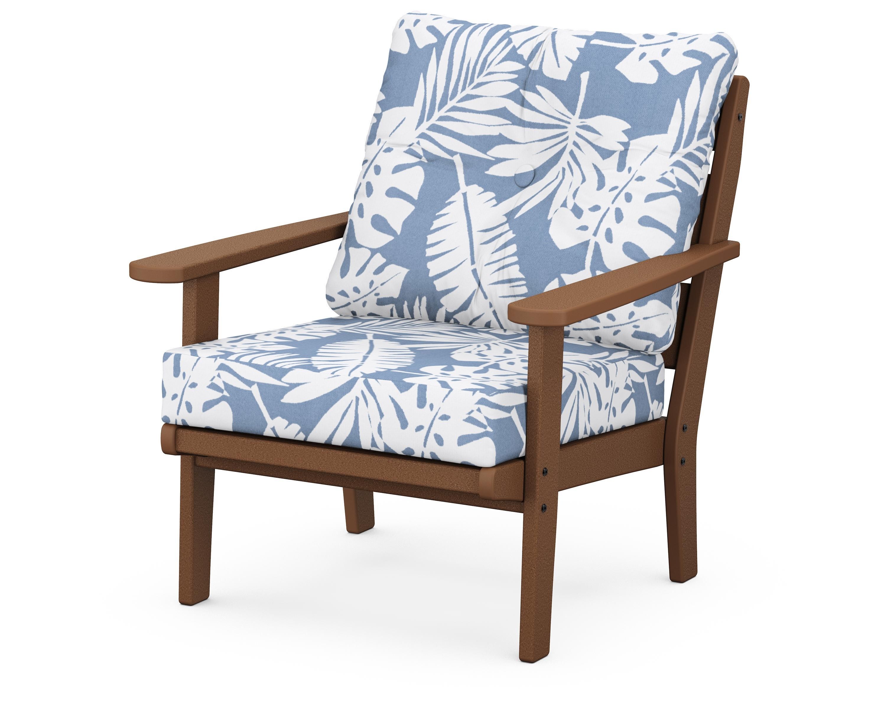 POLYWOOD® Lakeside Deep Seating Chair in Teak / Leaf Sky Blue