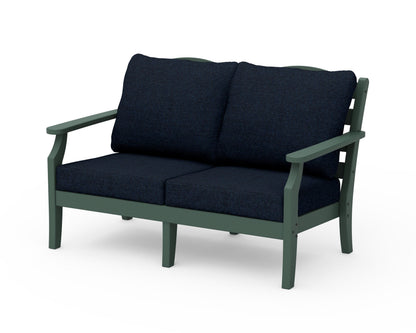 Draper James™ by  POLYWOOD® Savannah Deep Seating Loveseat in Green / Marine Indigo