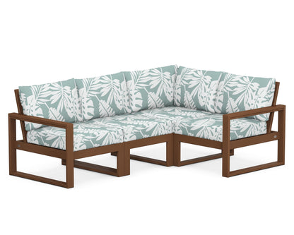POLYWOOD® EDGE 4-Piece Modular Deep Seating Set in Teak / Leaf Glacier Spa