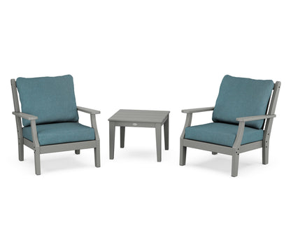Country Living Wovendale 3-Piece Deep Seating Set in Slate Grey / Ocean Teal