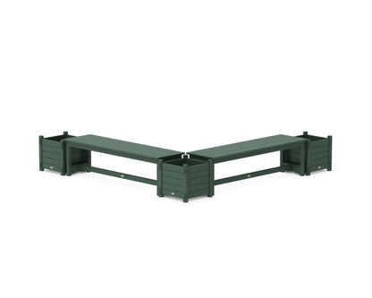 POLYWOOD® 60" Nautical L- Shaped Planter Bench Corner Set in Green