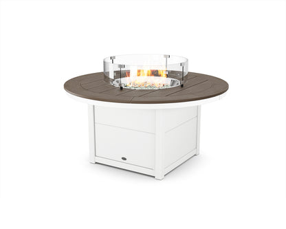 POLYWOOD® Round 48" Fire Pit Table in White / Kona
