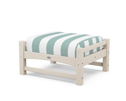 POLYWOOD® Club Ottoman in Sand / Cabana Stripe Glacier Spa