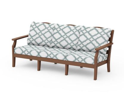 Draper James™ by  POLYWOOD® Savannah Deep Seating Sofa in Teak / Trellis Glacier Spa