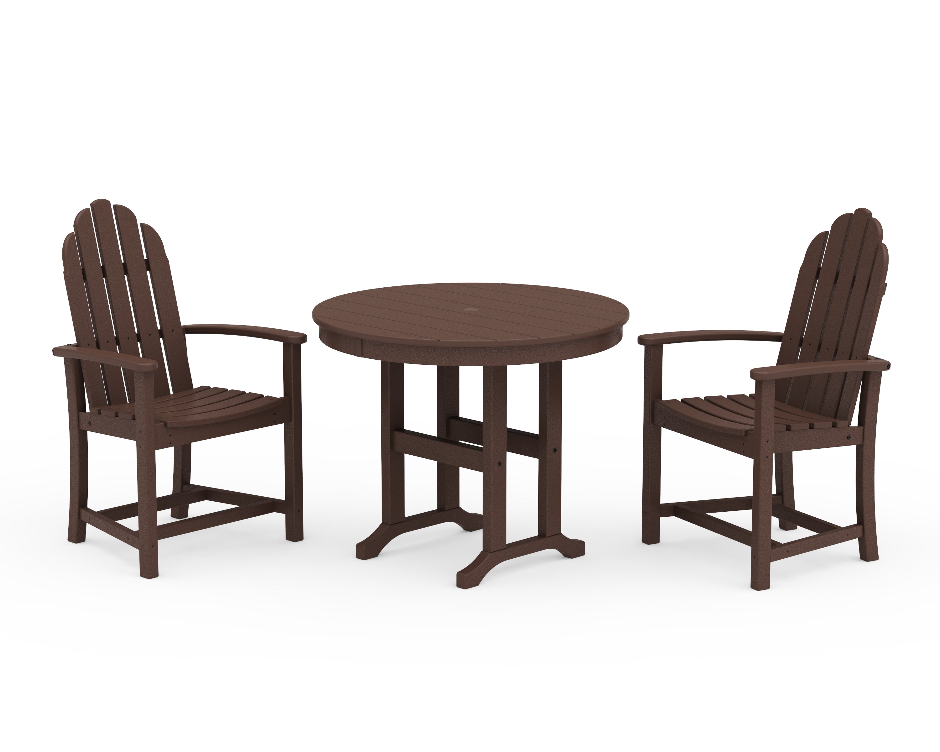 POLYWOOD® Classic Adirondack 3-Piece Round Dining Set in Mahogany