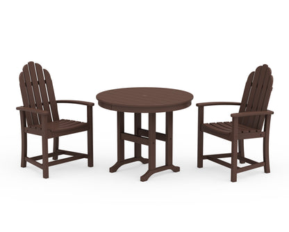 POLYWOOD® Classic Adirondack 3-Piece Round Dining Set in Mahogany