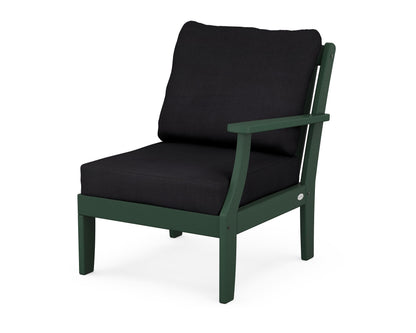 POLYWOOD® Braxton Modular Right Arm Chair in Green / Midnight Linen