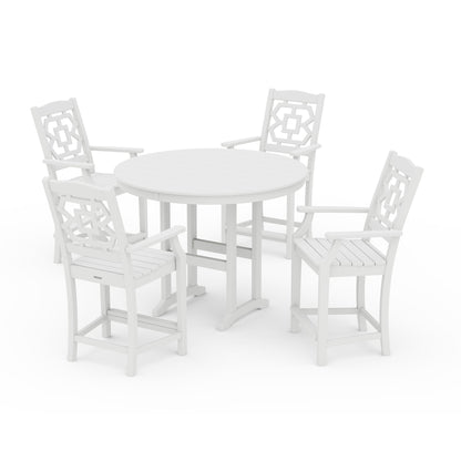 Chinoiserie 5-Piece Round Farmhouse Counter Set
