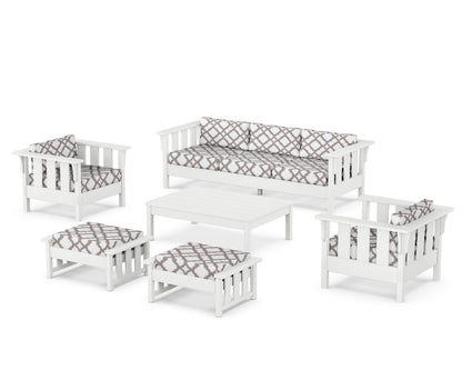 Martha Stewart by POLYWOOD® Acadia 6-Piece Lounge Sofa Set in White / Trellis Grey Mist