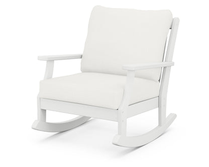 POLYWOOD® Braxton Deep Seating Rocking Chair in White / Natural Linen