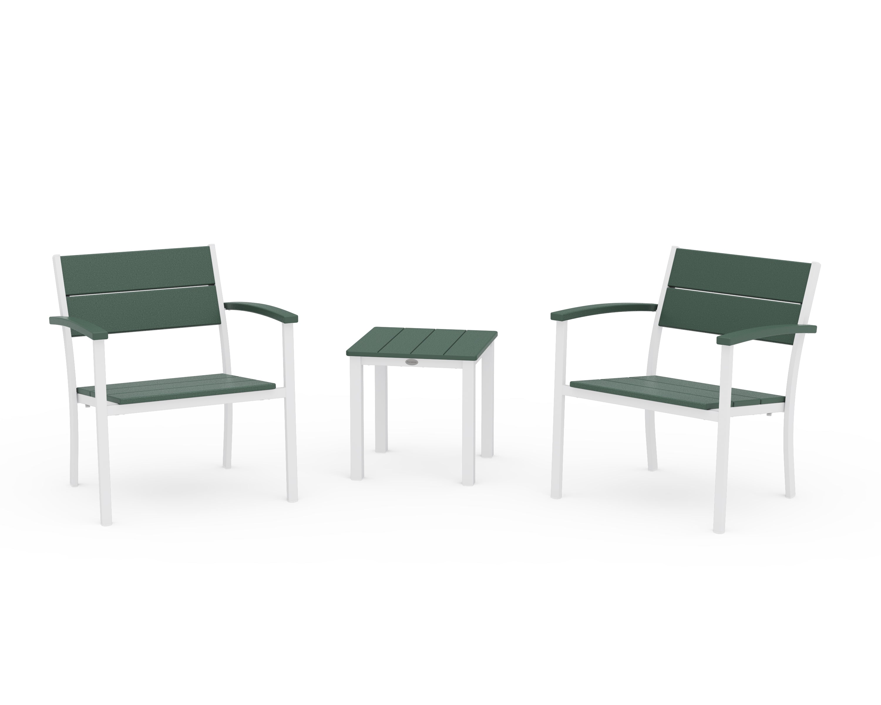 POLYWOOD® Main Street 3-Piece Lounge Chair Set in White / Green
