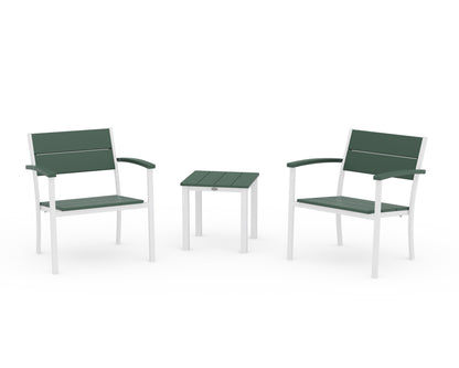 POLYWOOD® Main Street 3-Piece Lounge Chair Set in White / Green
