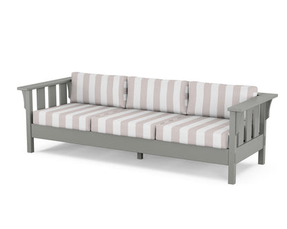 Martha Stewart by POLYWOOD® Acadia Deep Seating Sofa in Slate Grey / Cabana Stripe Dune Burlap