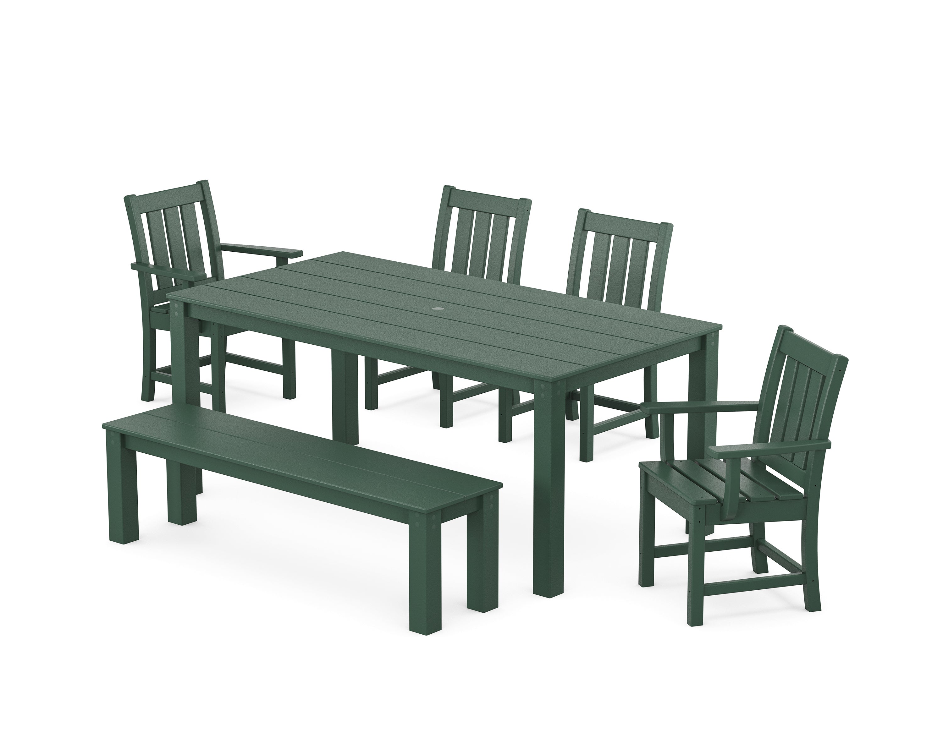 POLYWOOD® Oxford 6-Piece Parsons Dining Set with Bench in Green