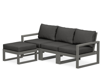POLYWOOD® EDGE 4-Piece Modular Deep Seating Set with Ottoman in Slate Grey / Spectrum Carbon