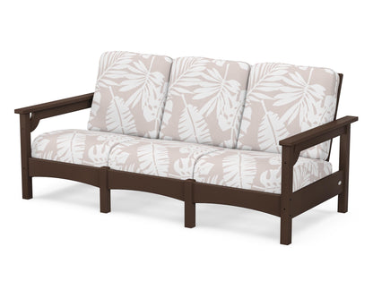 POLYWOOD® Club Sofa in Mahogany / Leaf Dune Burlap