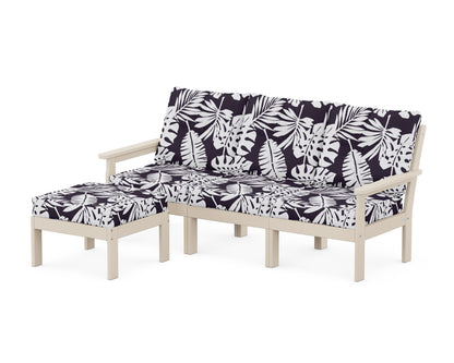 POLYWOOD® Vineyard 4-Piece Sectional with Ottoman in Sand / Leaf Navy