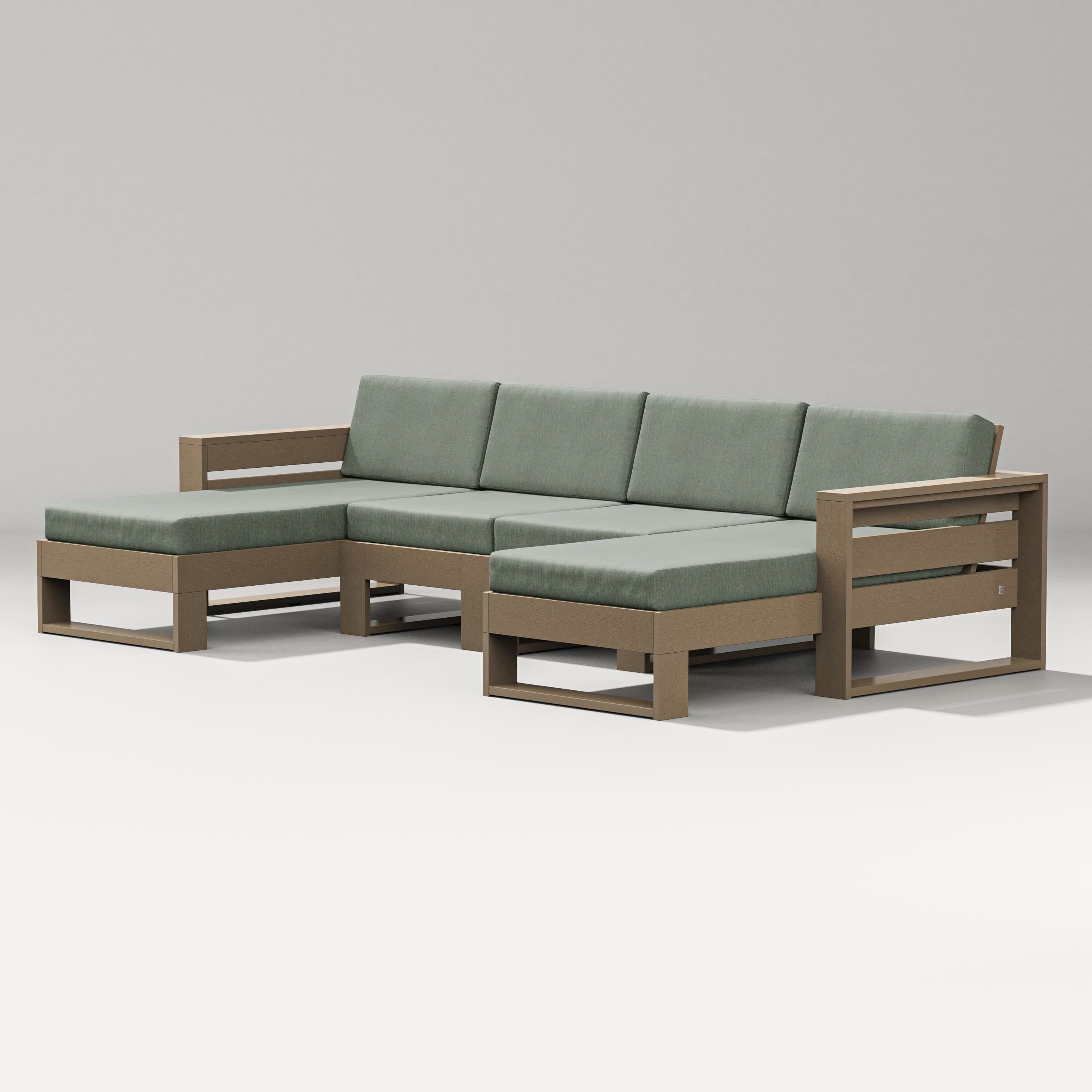 PW Designer Series Latitude Double Chaise Sectional in Vintage Sahara / Cast Sage
