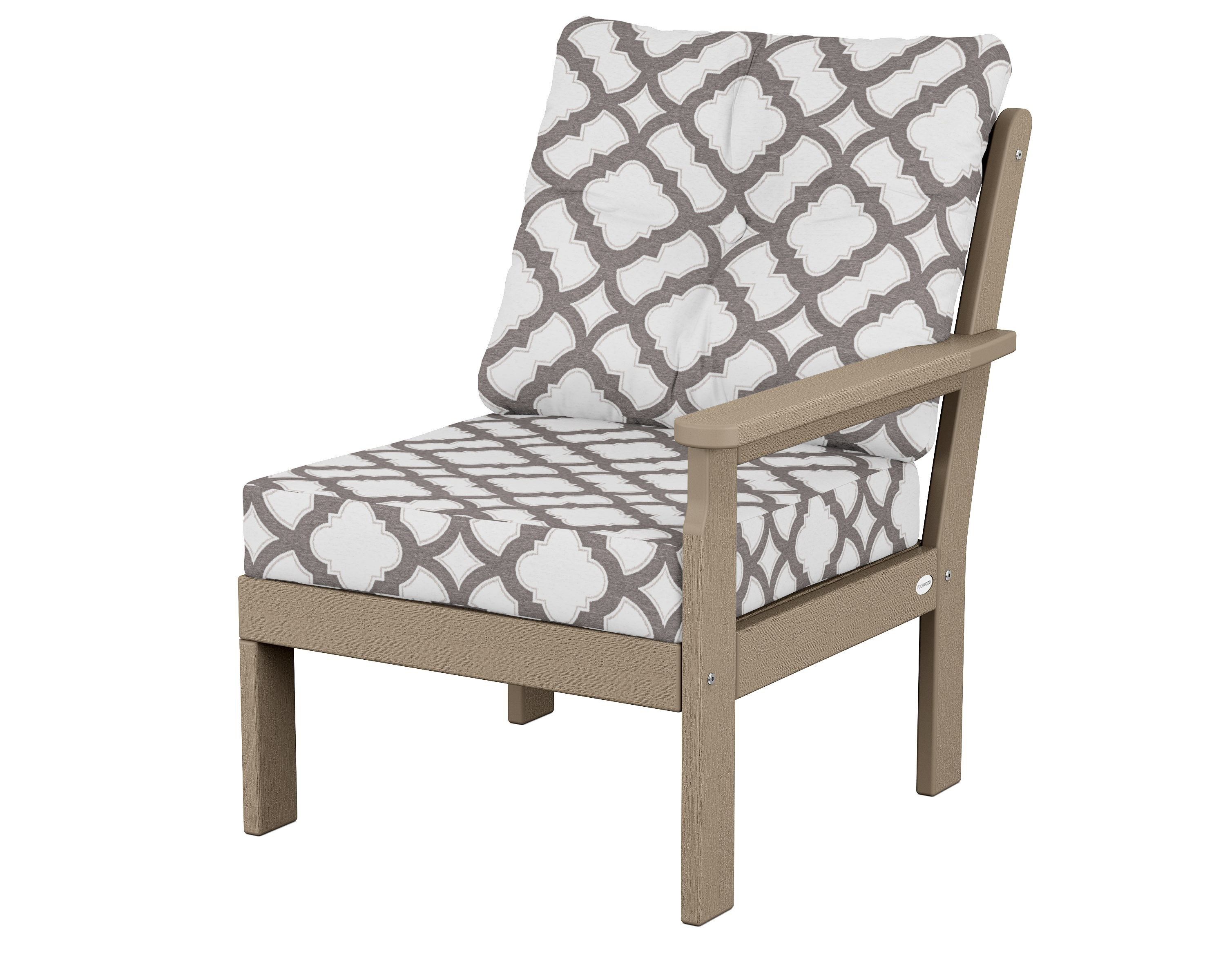 POLYWOOD® Vineyard Modular Right Arm Chair in Vintage Sahara / Trellis Grey Mist