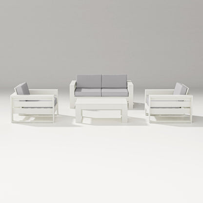 PW Designer Series Latitude 4-Piece Lounge Loveseat Set in Vintage White / Granite