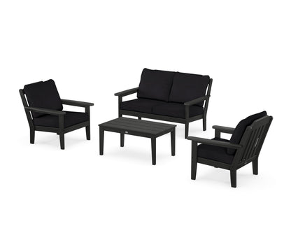 Country Living Cottage 4-Piece Deep Seating Set with Loveseat in Black / Midnight Linen