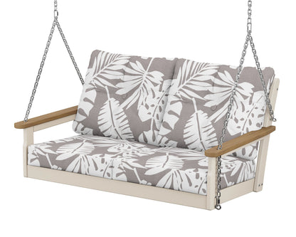 POLYWOOD® Vineyard Deep Seating Swing in Sand / Natural / Leaf Grey Mist