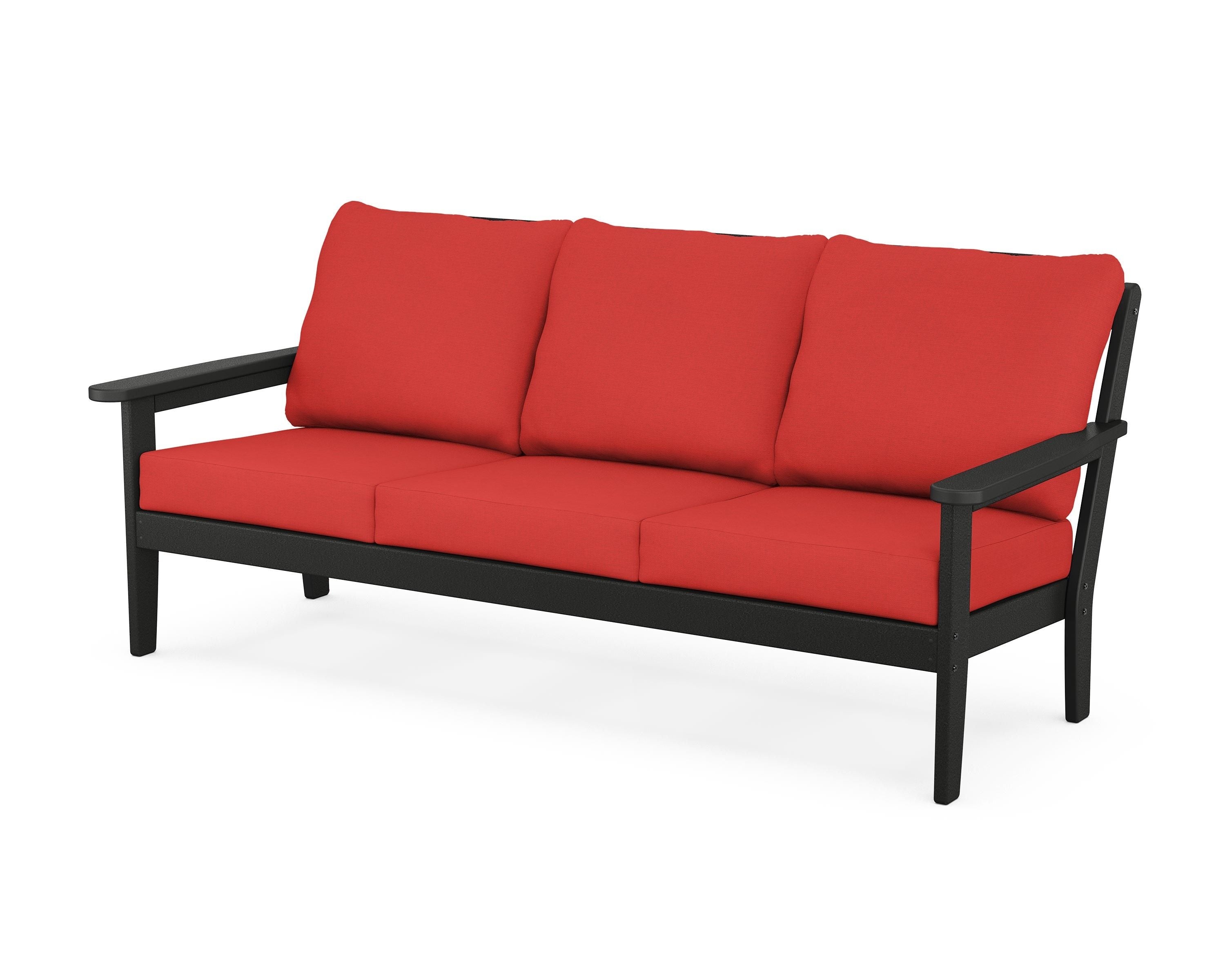 Country Living Cottage Deep Seating Sofa in Black / Crimson Linen