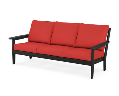 Country Living Cottage Deep Seating Sofa in Black / Crimson Linen