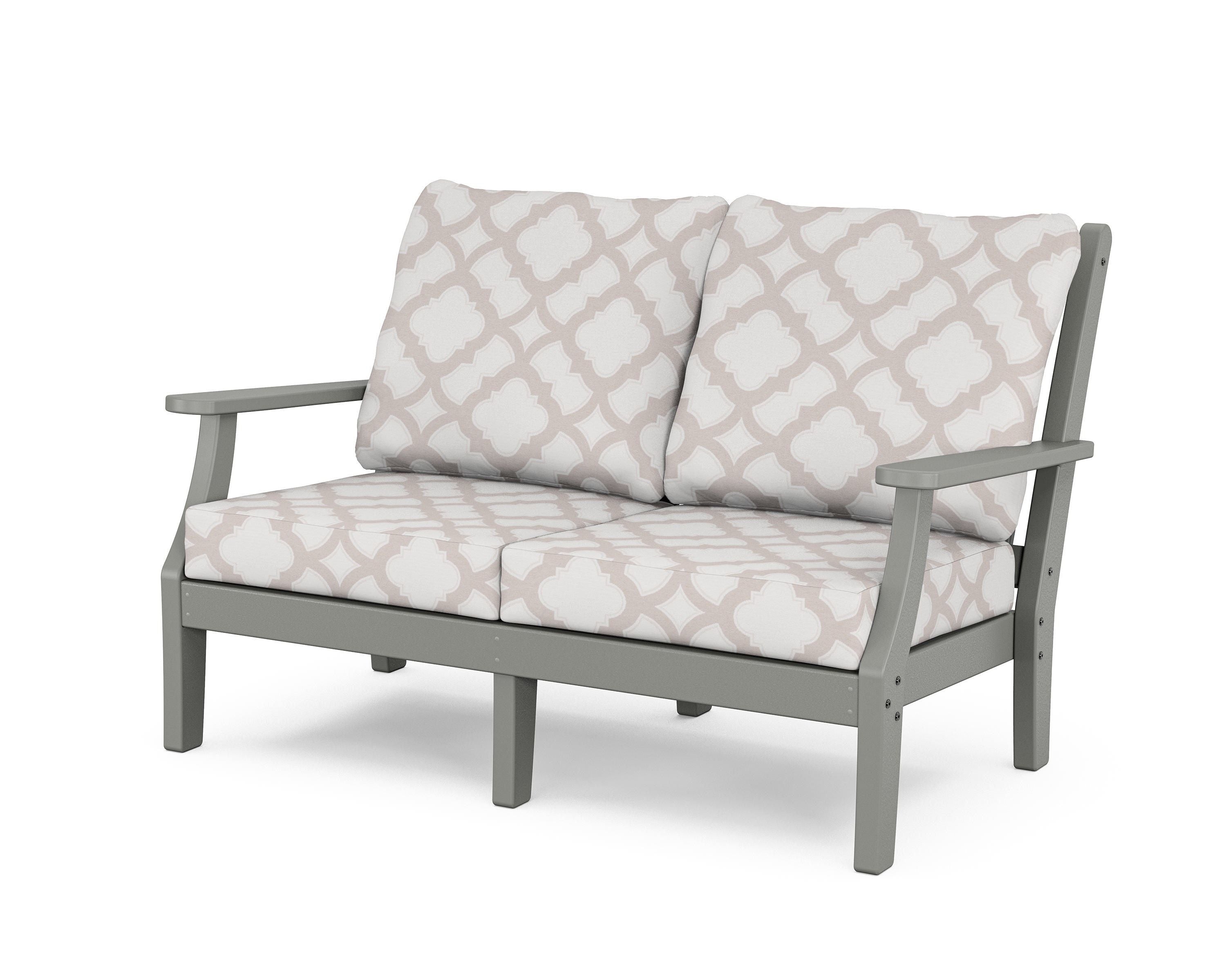 Country Living Wovendale Deep Seating Loveseat in Slate Grey / Trellis Dune Burlap